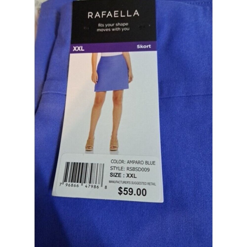 NWT Rafaella Skort Shorts Womens 2XL Pull-on 38" Waist Blue Stretch‎ Summer XXL